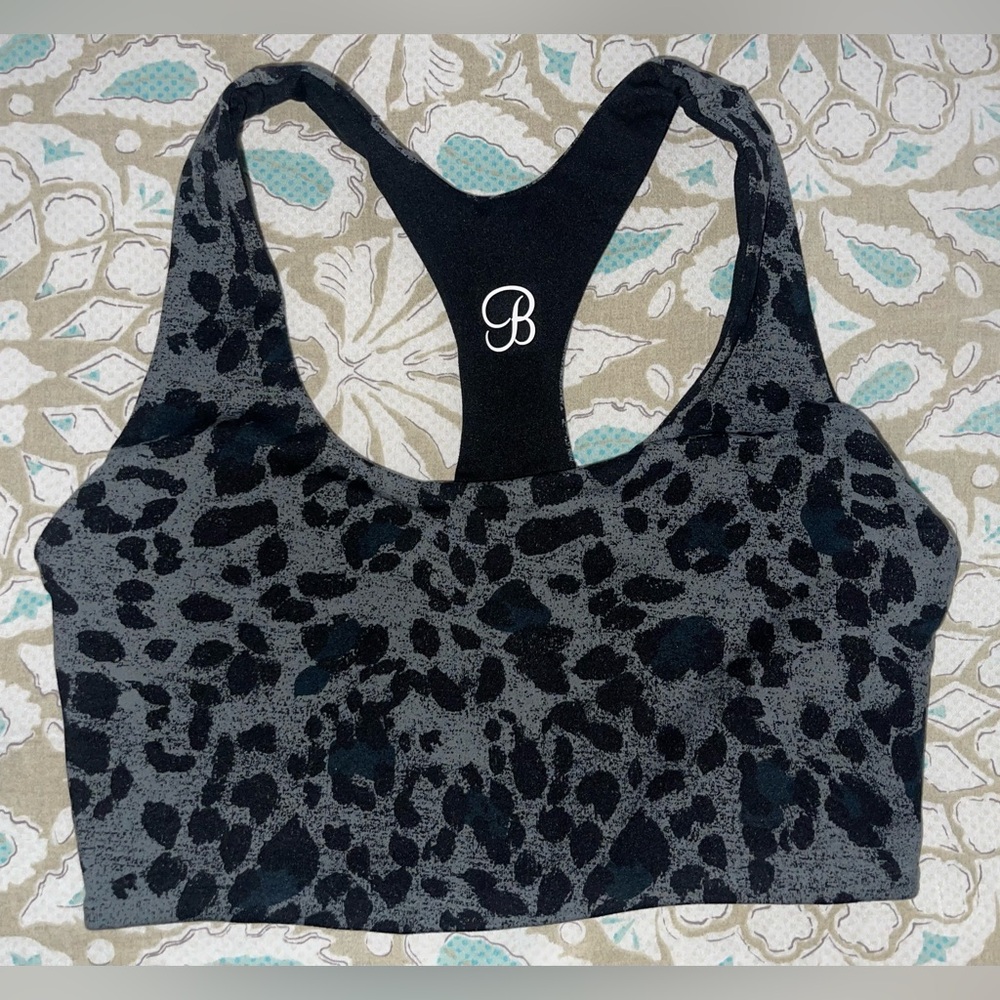 Bombshell Sportswear Reversible Tank Bra in Charcoal Leopard